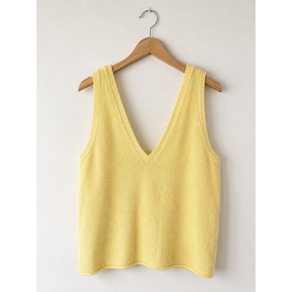 Free People FP Beach Sweater Tank Womens Small Yellow Cotton Tie Shoulder Boho - Picture 1 of 9
